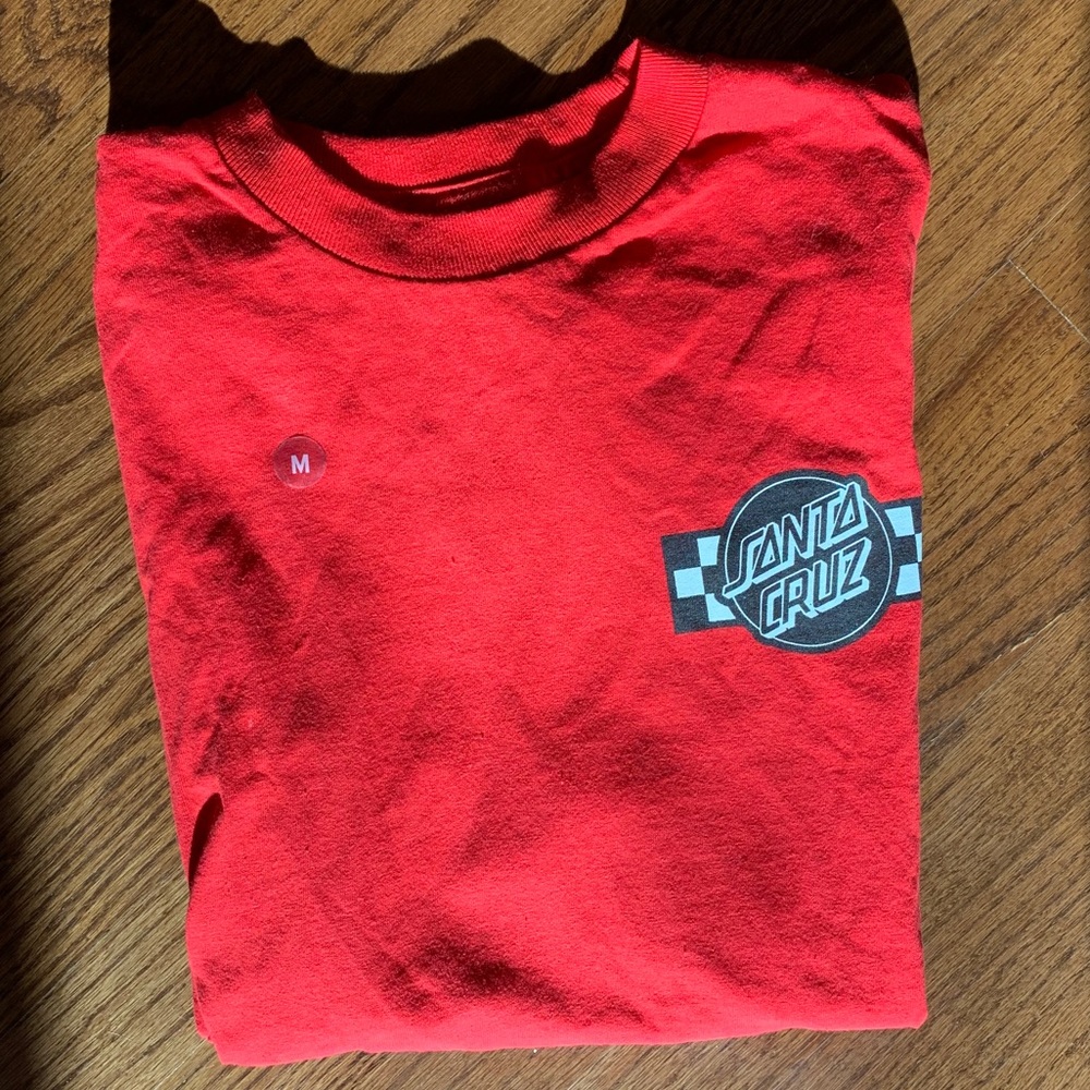 NEW Santa Cruz Red Long Sleeve Checkered Tee